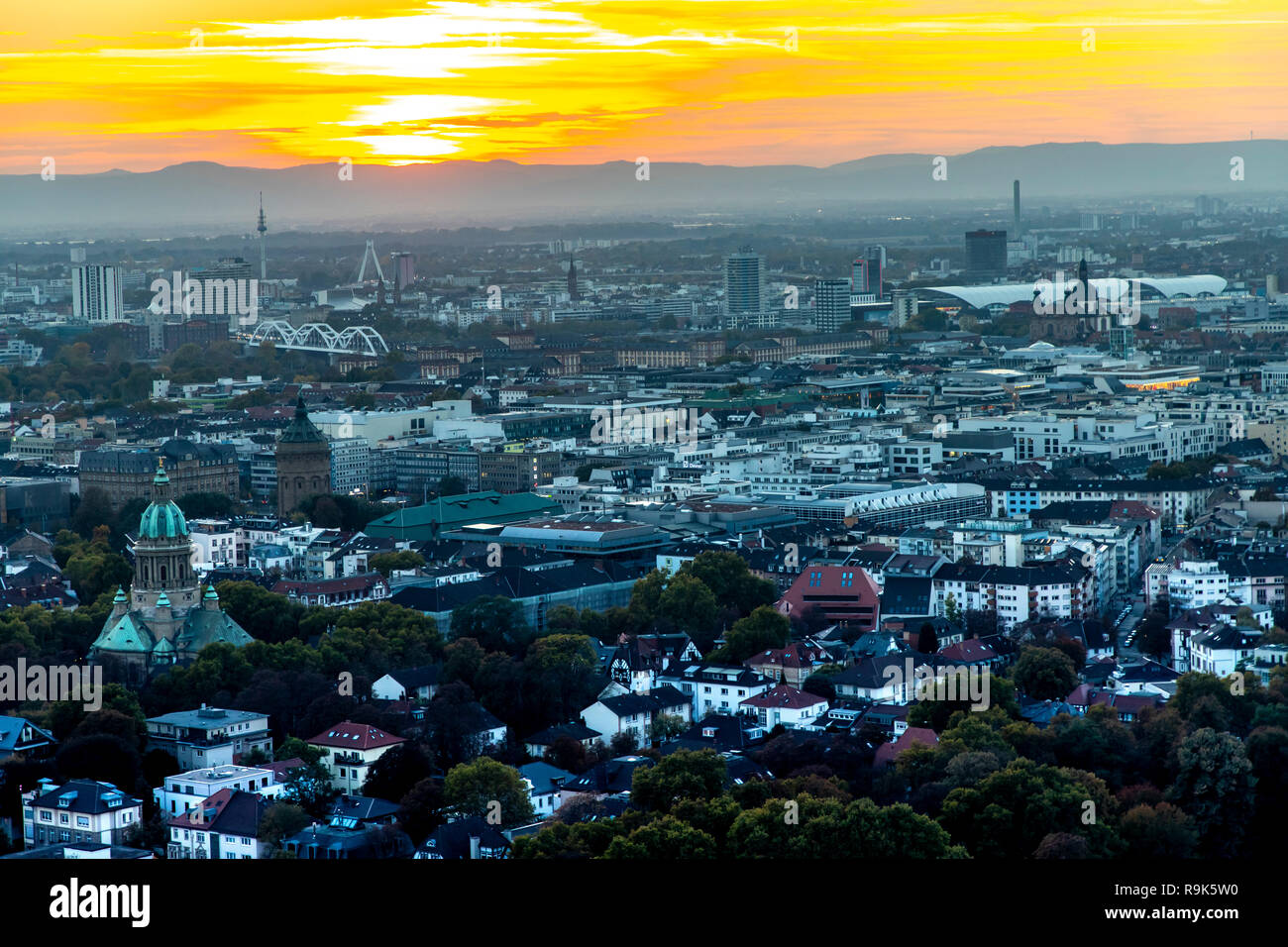 View of downtown Mannheim and Ludwigshafen, in the back, from the
