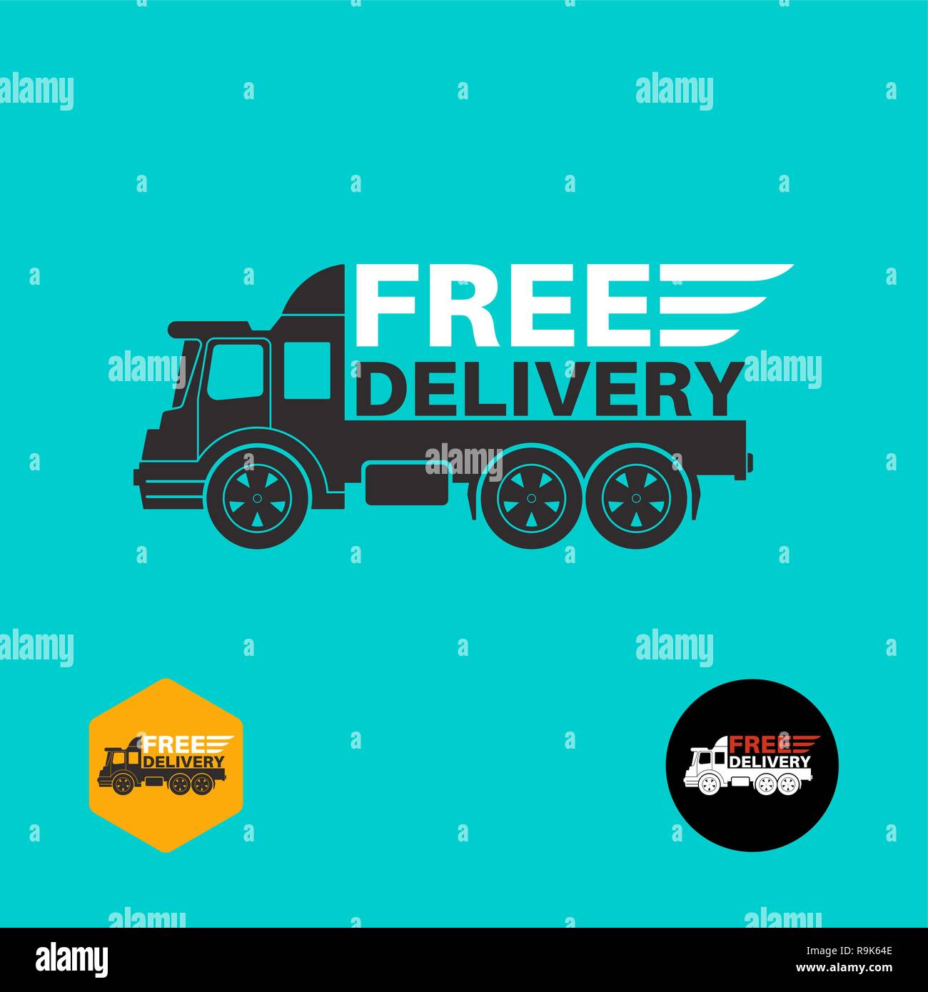 Free delivery icon. Round the clock shipment concept. Design can be used as a poster, advertising, singboard. Vector element of graphic design Stock Vector