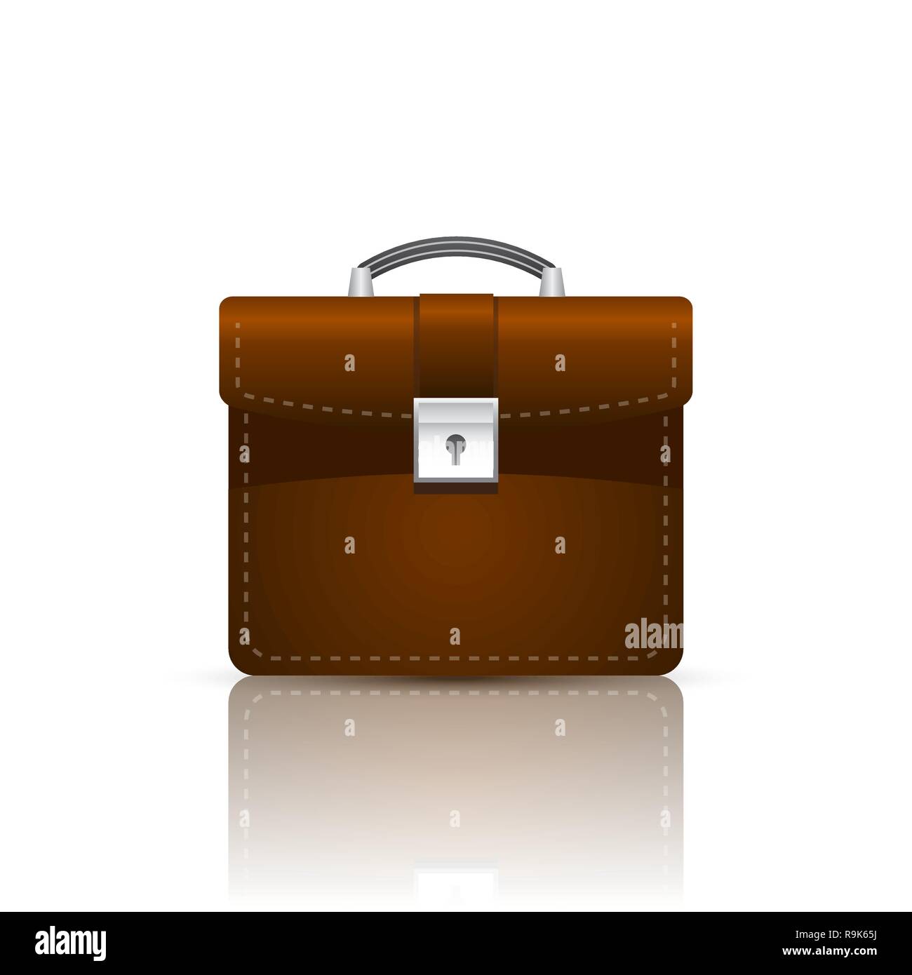 Leather briefcase on a glossy surface. Vector illustration Stock Vector