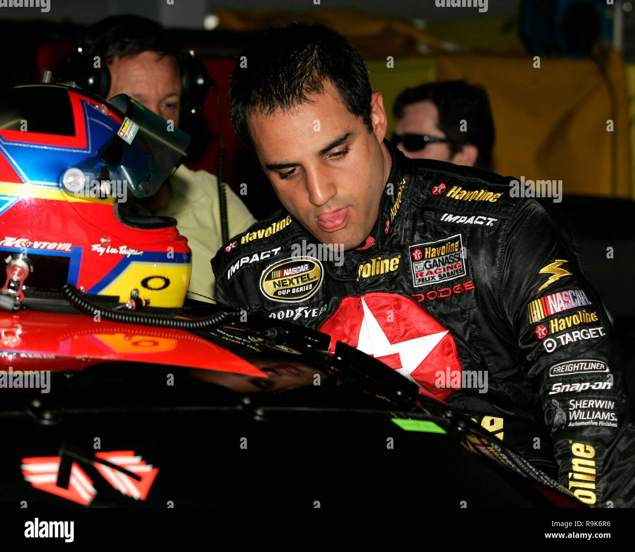 Juan Pablo Montoya of F1 racing fame, prepares to run in the NASCAR Busch series practice at Homestead-Miami Speedway in Homestead, Florida on November 17, 2006. Stock Photo