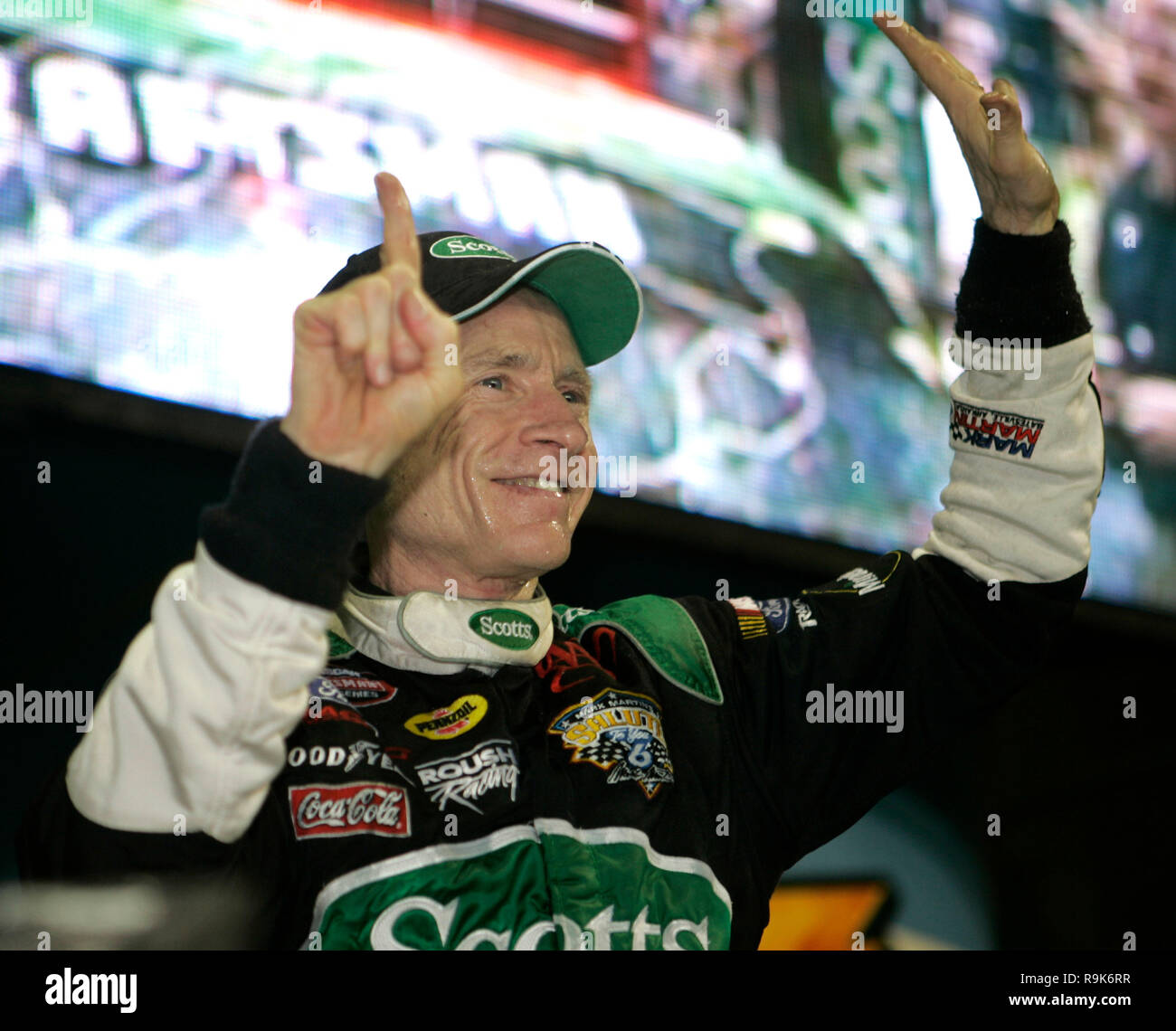 Mark Martin celebrates winning the NASCAR Craftsman Truck Ford 200 at Homestead-Miami Speedway in Homestead, Florida on November 17, 2006. Stock Photo