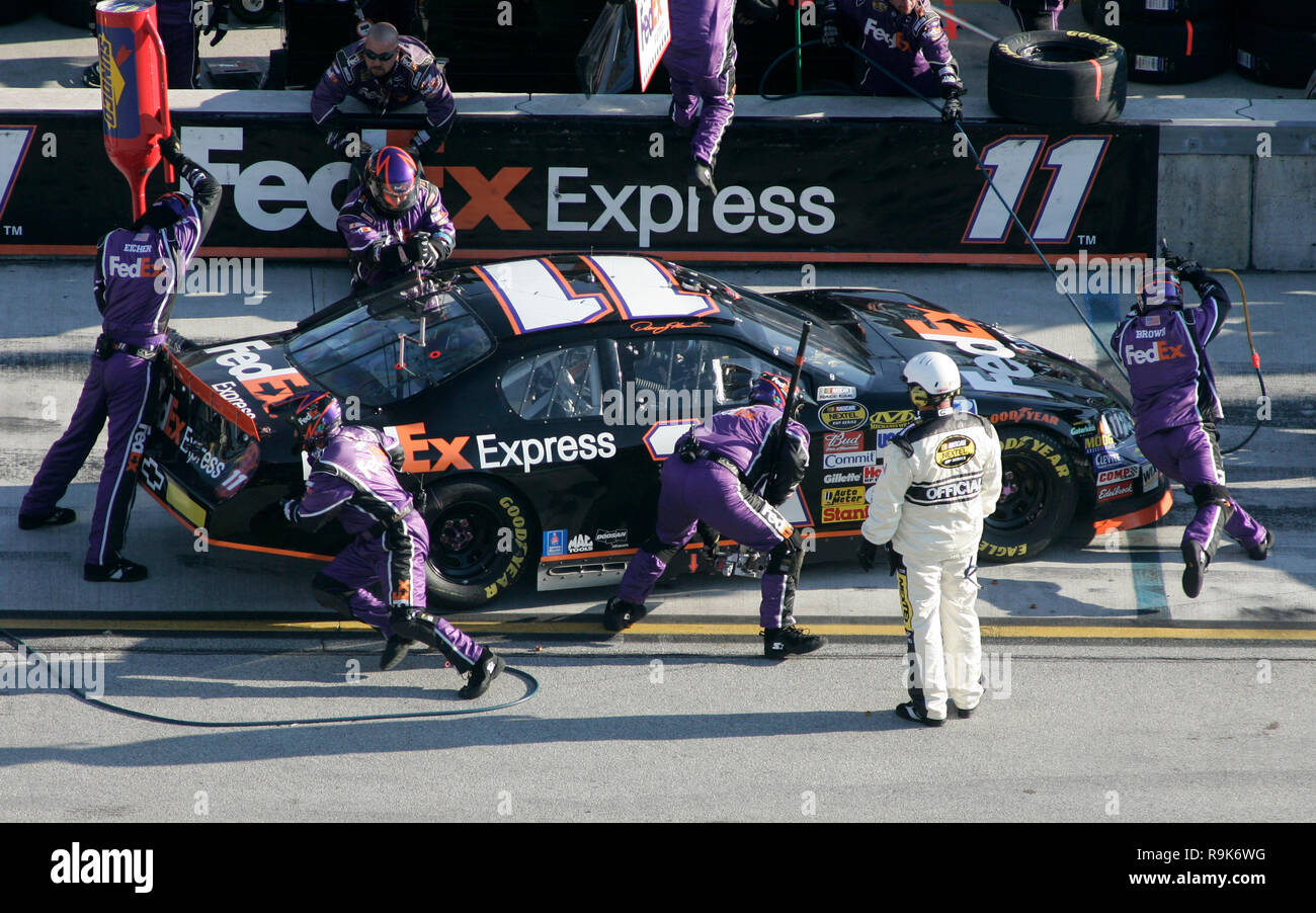 Denny Hamlin pits during the Nextel Cup Ford 400 at Homestead-Miami Speedway in Homestead, Florida on November 19, 2006 Stock Photo