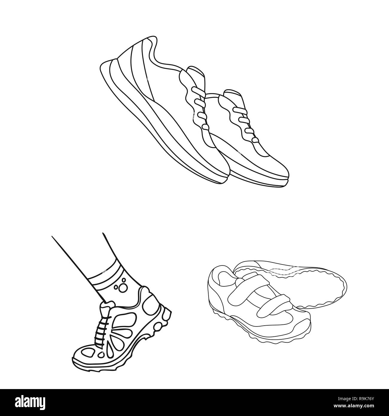 Vector design of shoe and sport sign. Collection of shoe and fitness ...