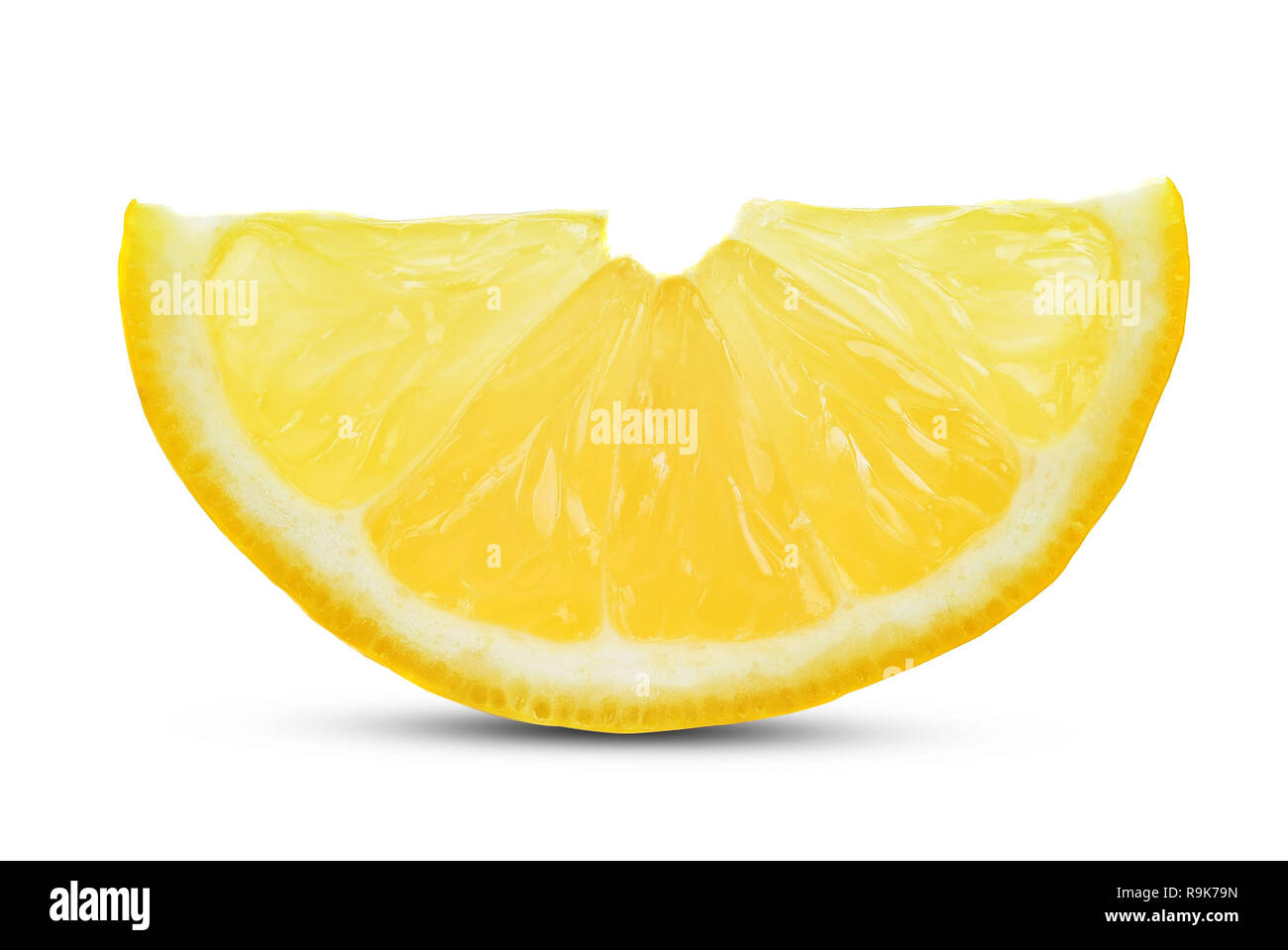 One slice of lemon citrus fruit isolated on white background Stock ...