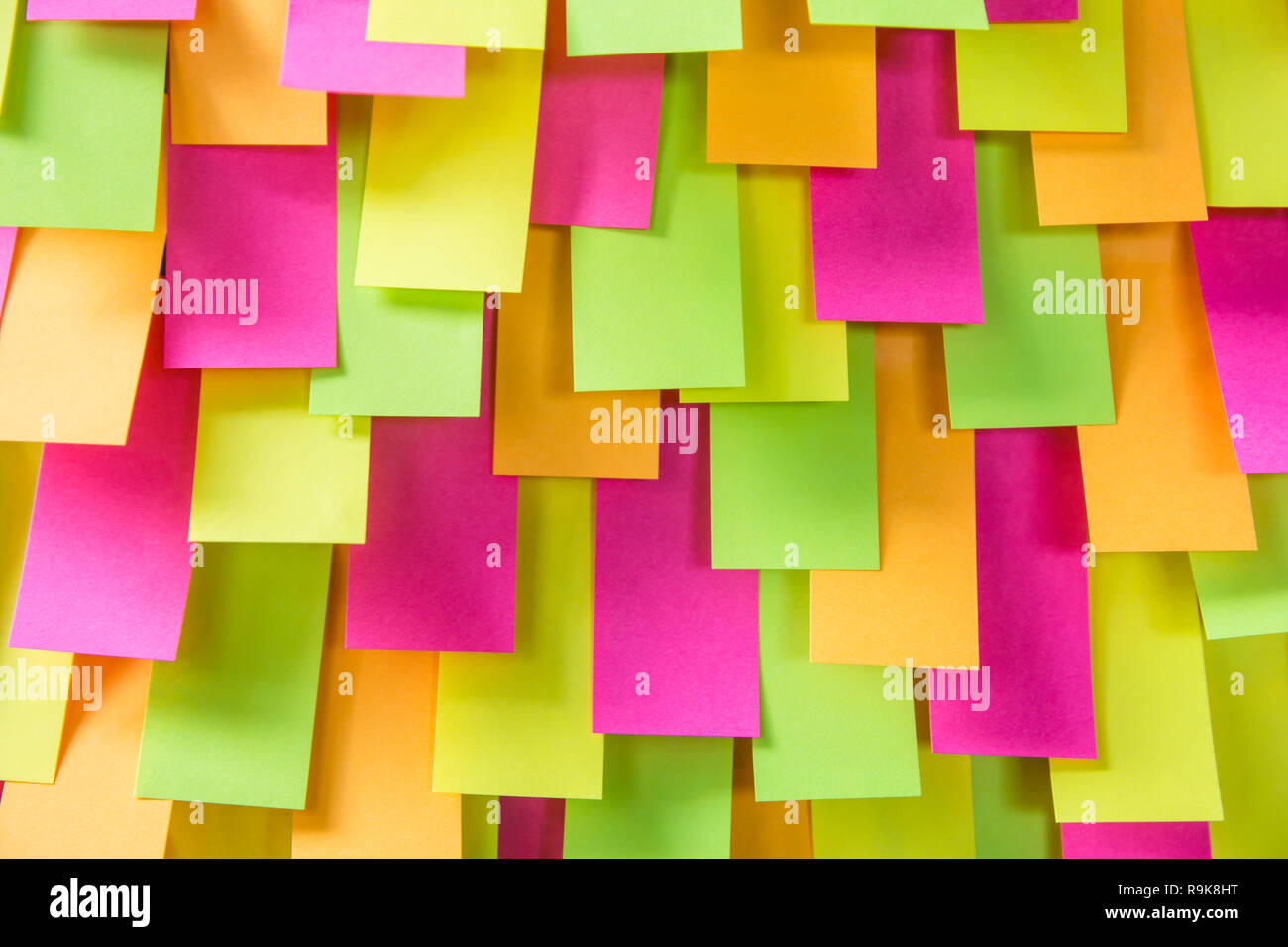 Multi colored Post note sticker, paper note, sticky notes background Stock Photo