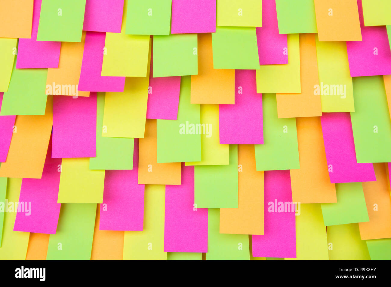 Multi colored Post note sticker, paper note, sticky notes background Stock Photo