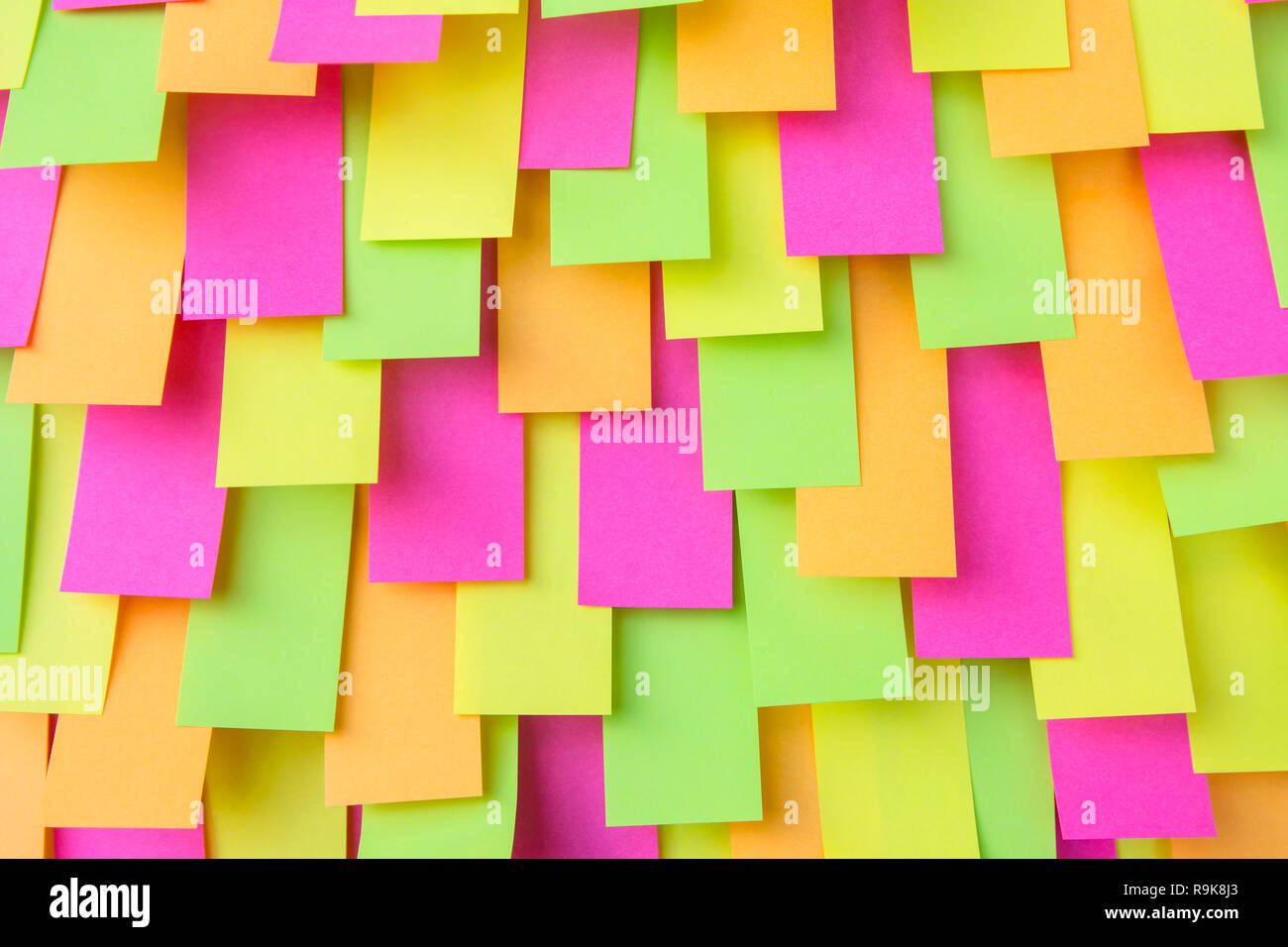 Multi colored Post note sticker, paper note, sticky notes background Stock Photo