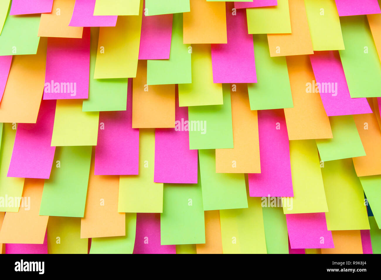 Multi colored Post note sticker, paper note, sticky notes background Stock Photo