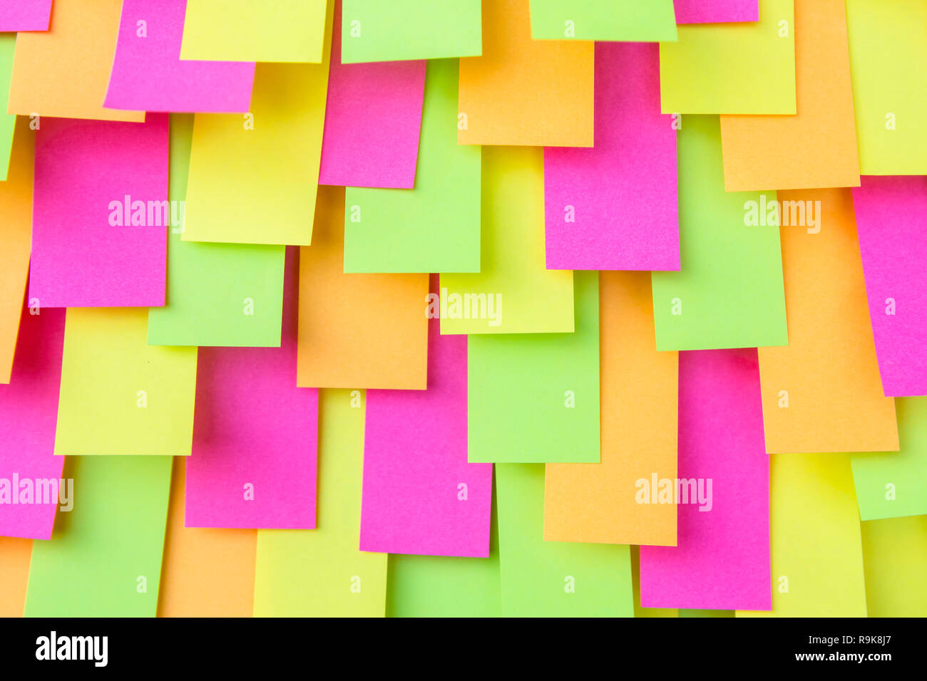 Multi colored Post note sticker, paper note, sticky notes background Stock Photo