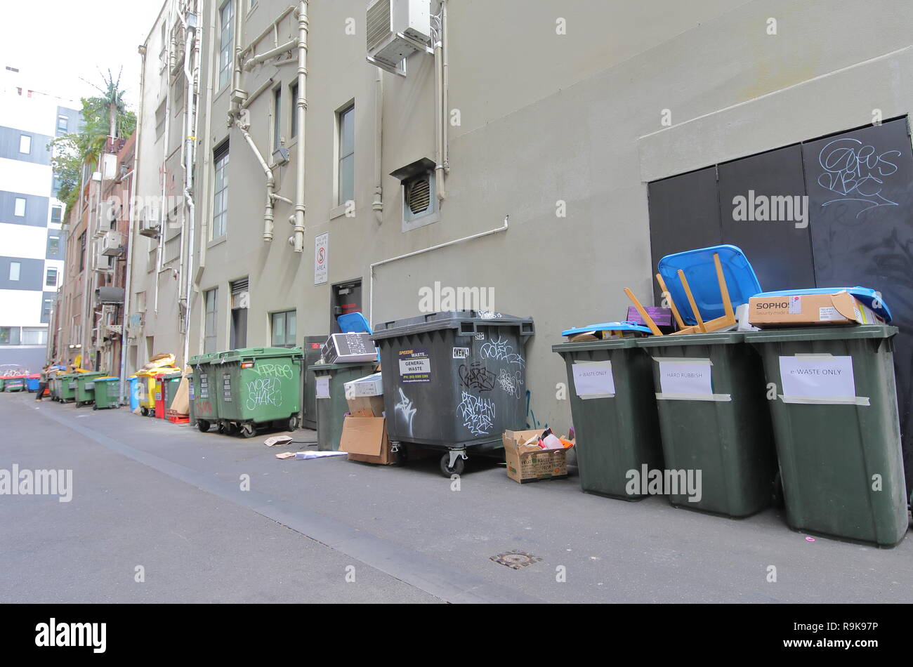 Rubbish container filled up in Melbourne Australia Stock Photo Alamy