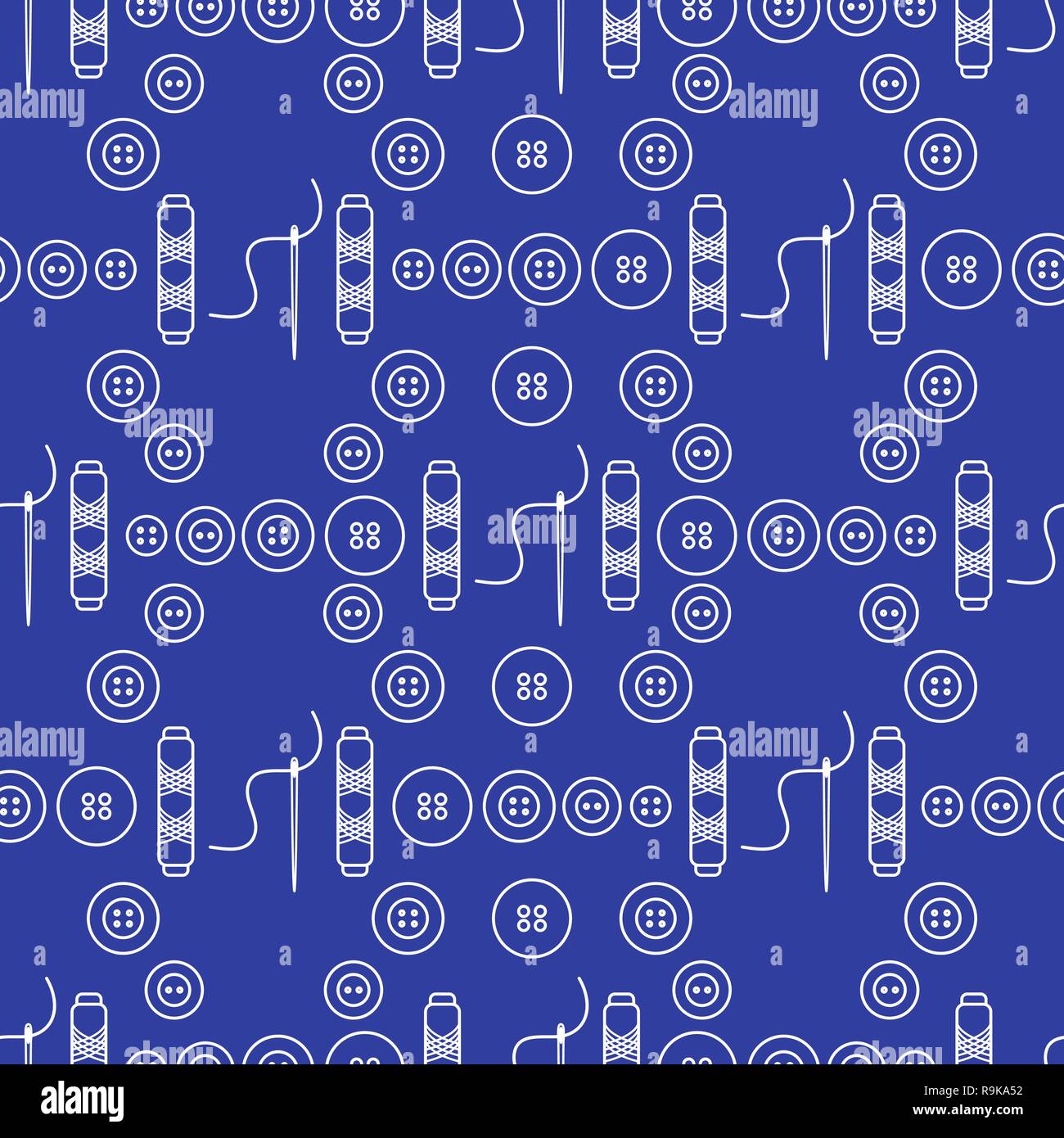 Seamless pattern with needles, buttons, threads. Sewing and needlework ...