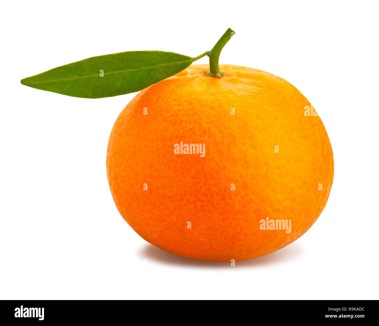 sliced tangerine path isolated leaves Stock Photo