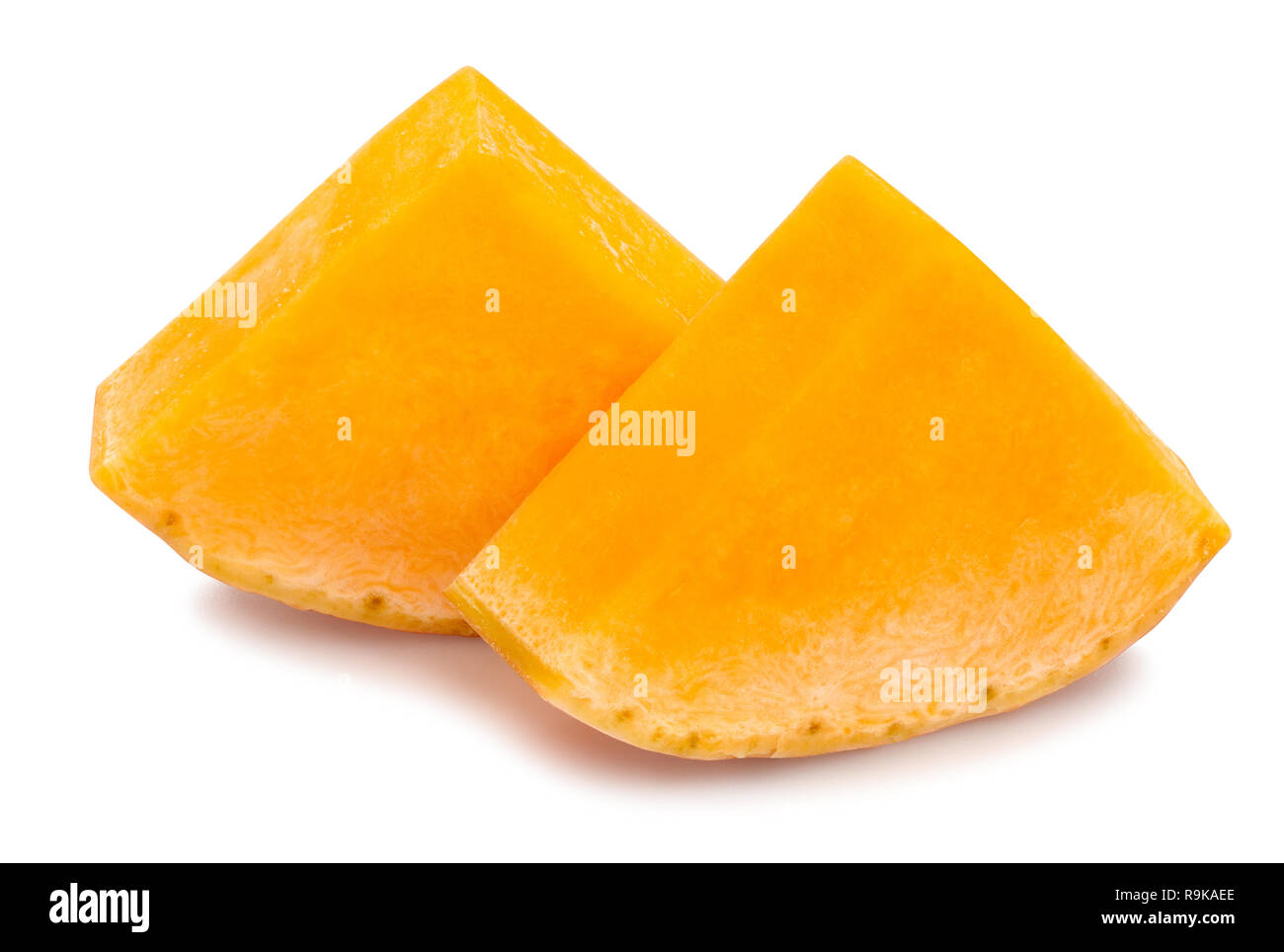 sliced butternut squash path isolated Stock Photo