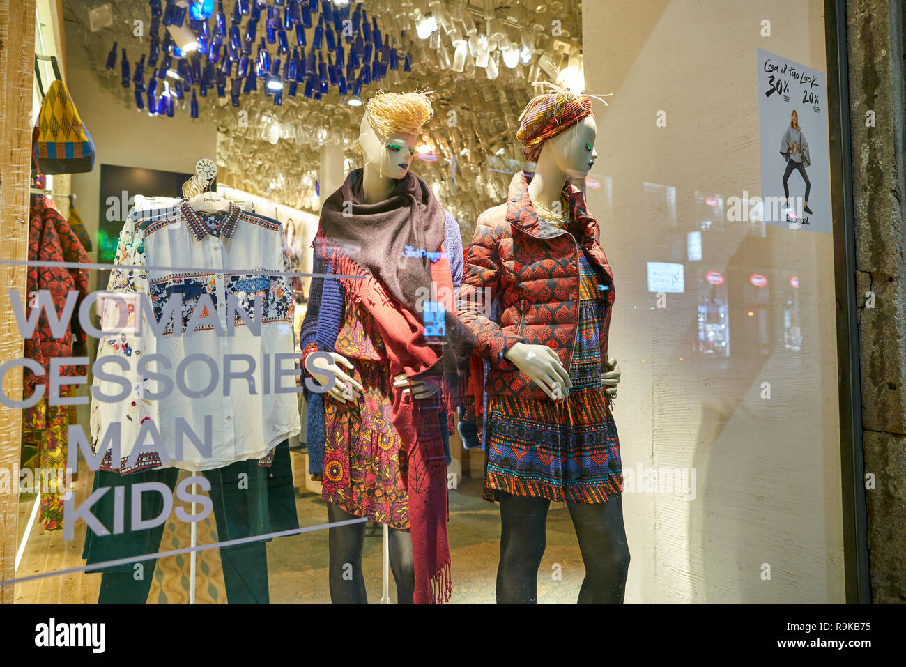 MILAN, ITALY - CIRCA NOVEMBER, 2017: shop window display of clothing at  Desigual store in Milan, Italy Stock Photo - Alamy