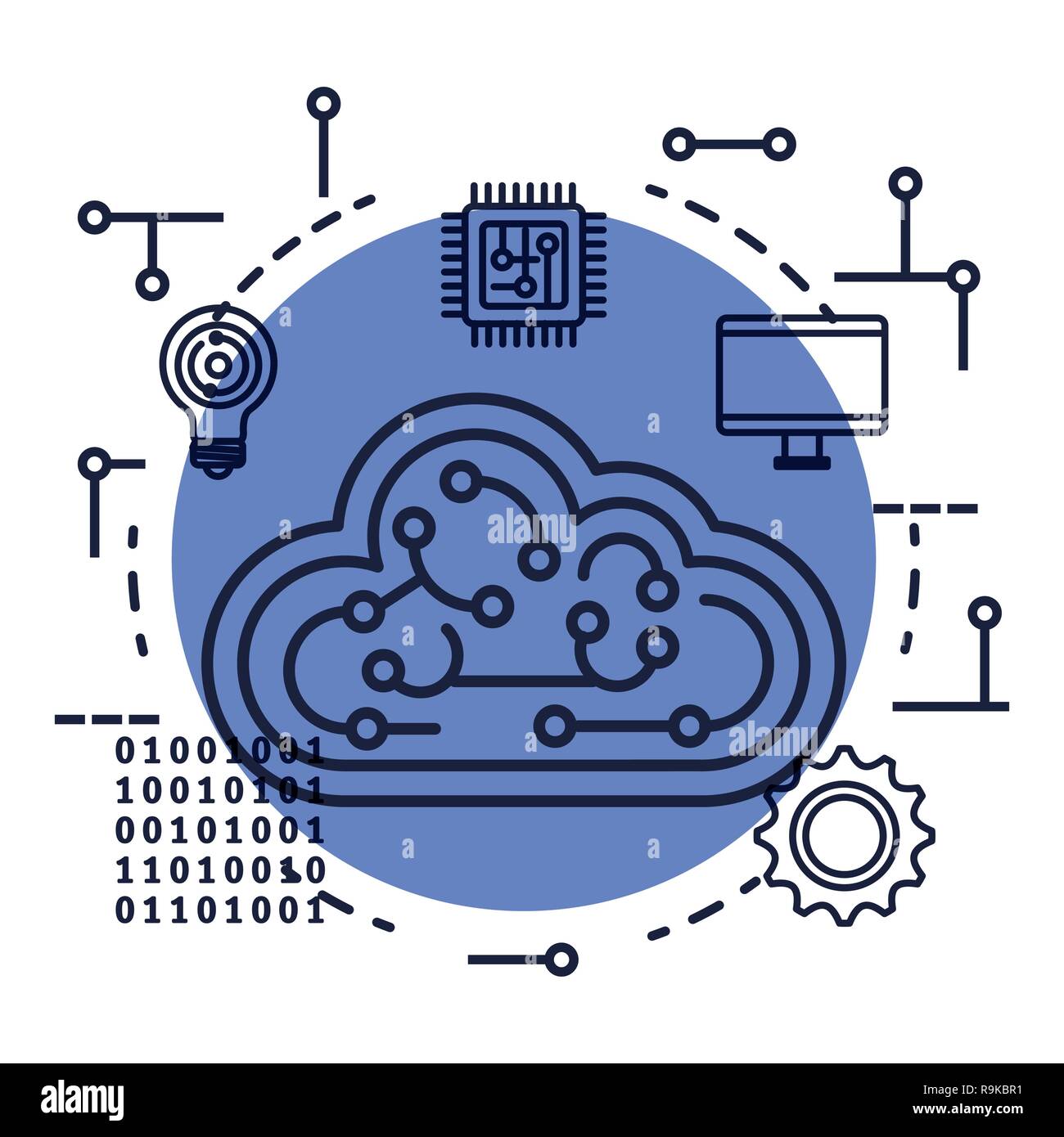 cloud computing with artificial intelligence icons Stock Vector Image ...