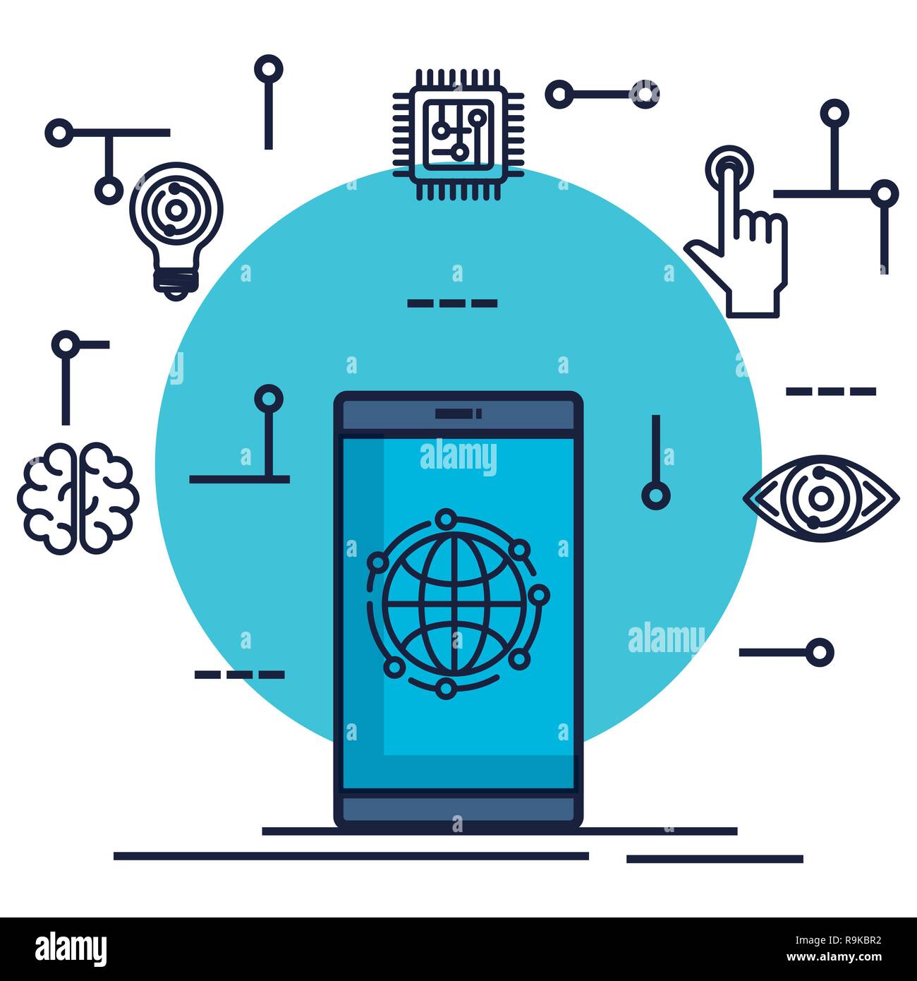 smartphone with artificial intelligence icons Stock Vector Image & Art ...
