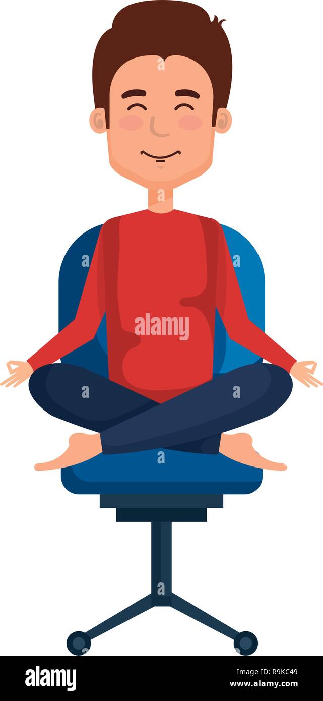 Businessman With Lotus Pose In Office Chair Stock Vector Art