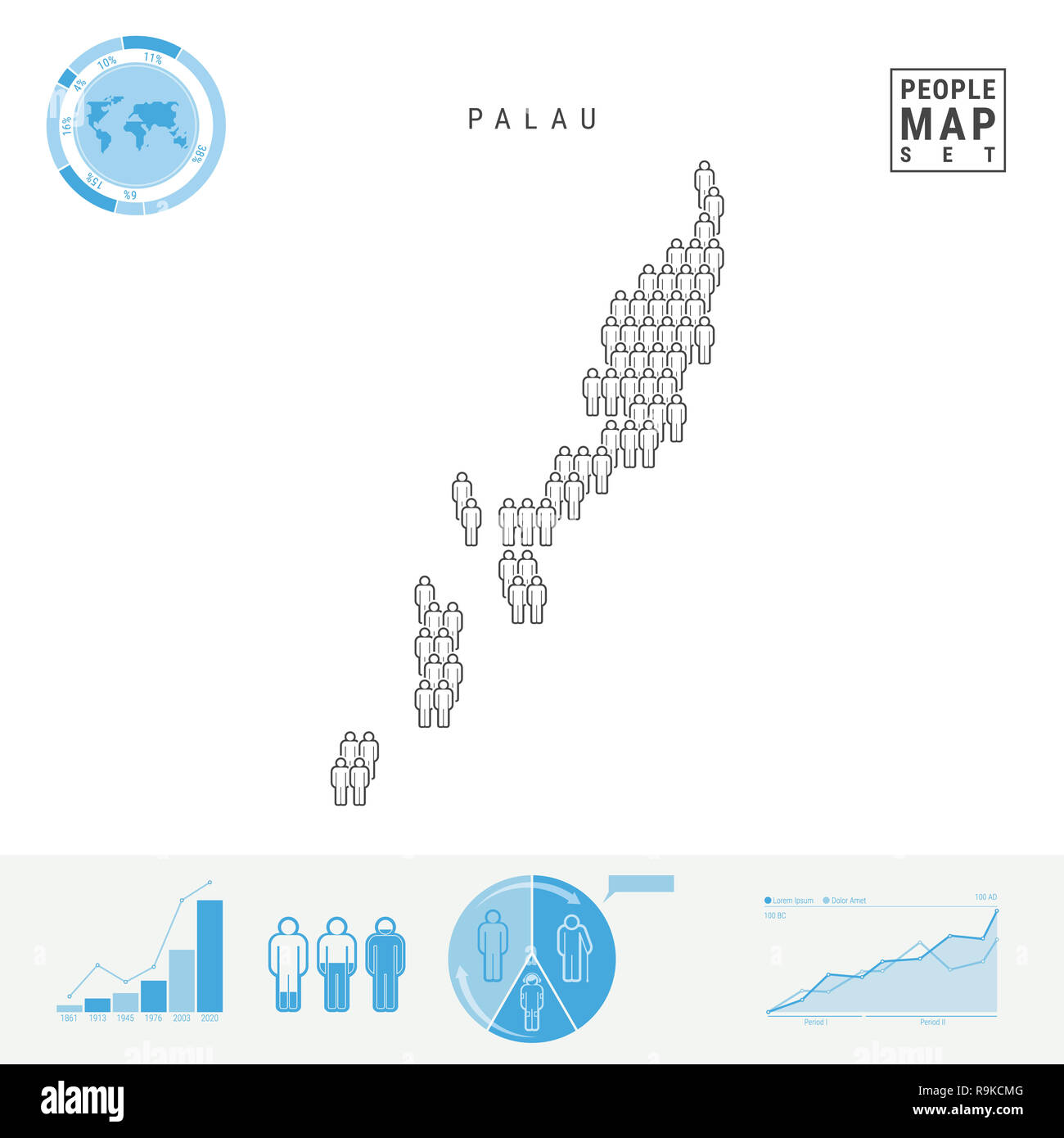 Palau People Icon Map. People Crowd in the Shape of a Map of Palau