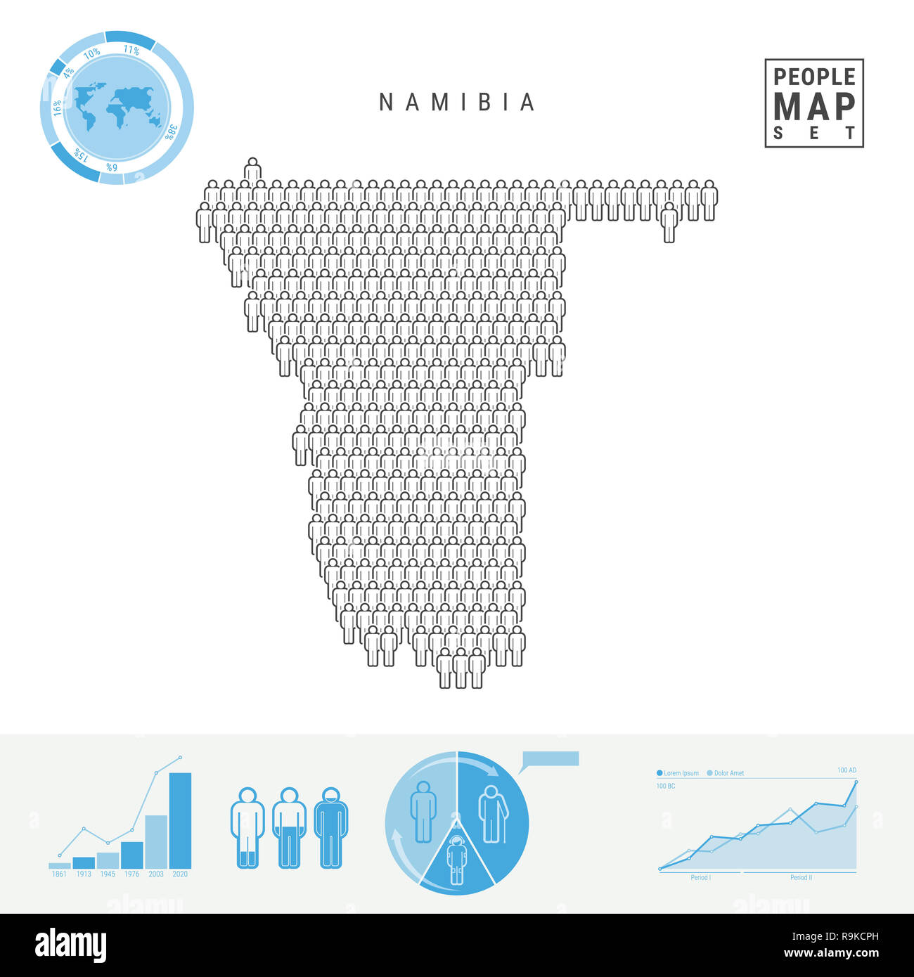 Namibia People Icon Map. People Crowd in the Shape of a Map of Namibia