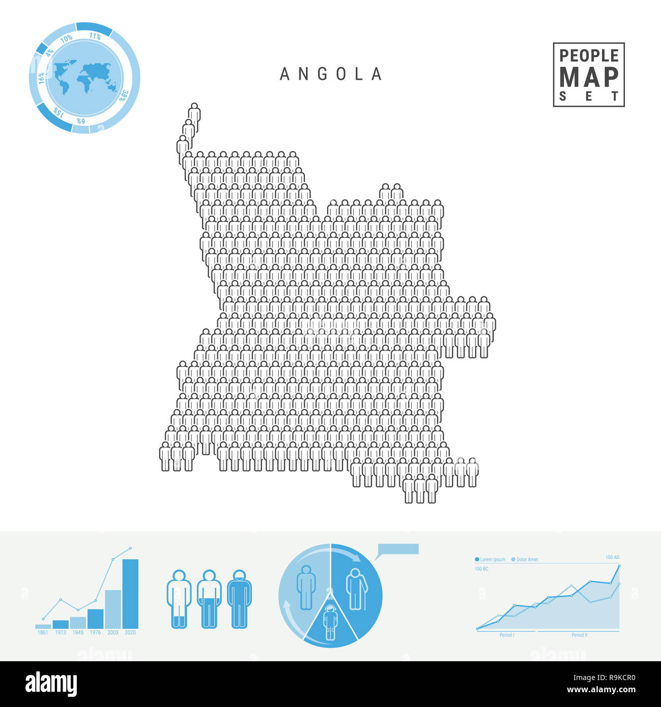 Angola People Icon Map. People Crowd in the Shape of a Map of Angola