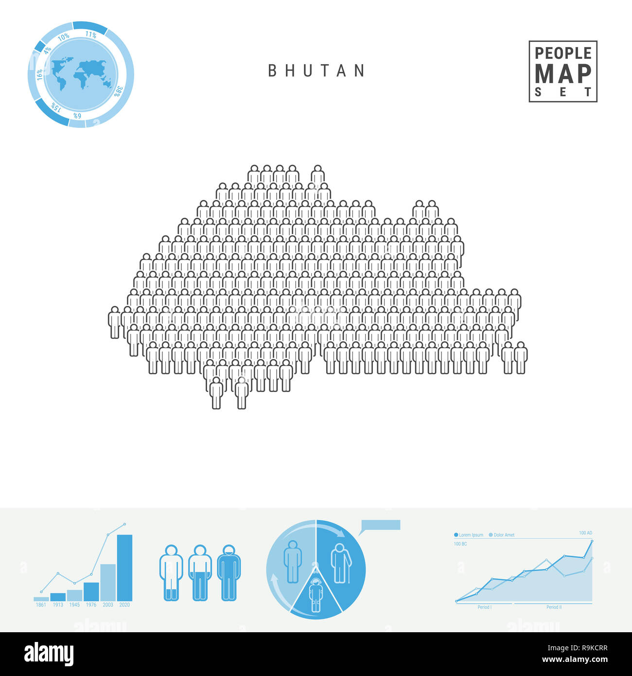 Bhutan People Icon Map. People Crowd in the Shape of a Map of Bhutan