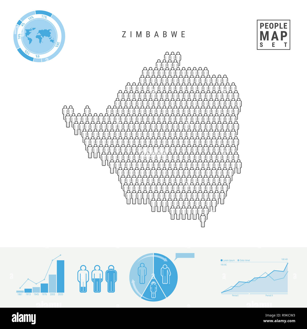Zimbabwe People Icon Map. People Crowd in the Shape of a Map of