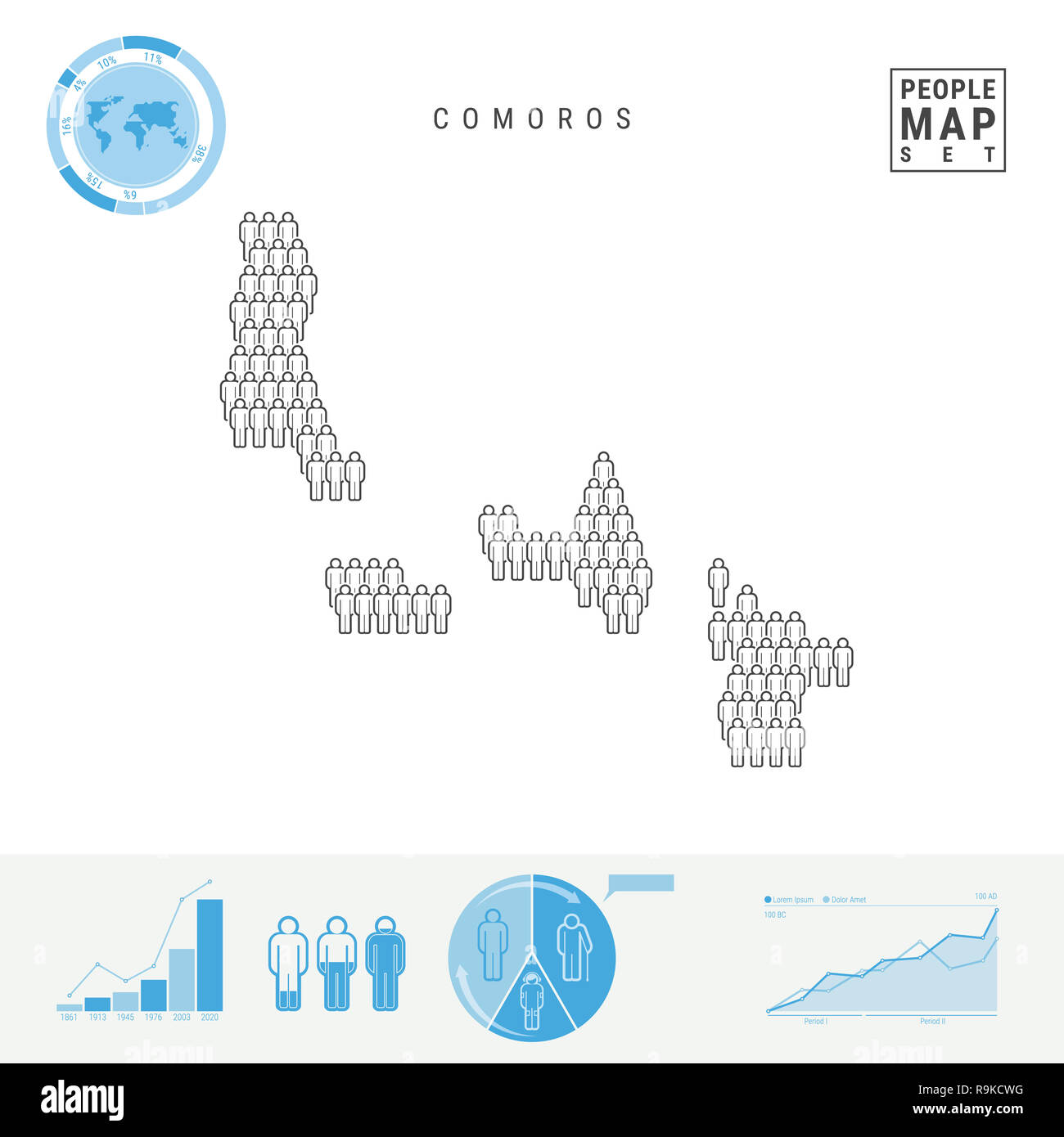 Comoros People Icon Map. People Crowd in the Shape of a Map of Comoros