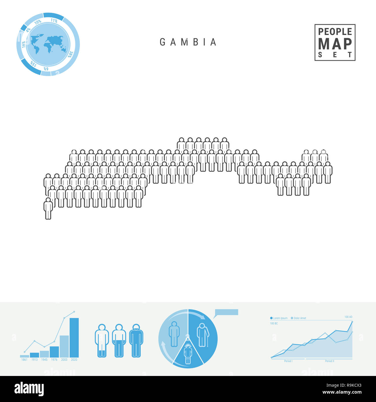 The Gambia People Icon Map. People Crowd in the Shape of a Map of the