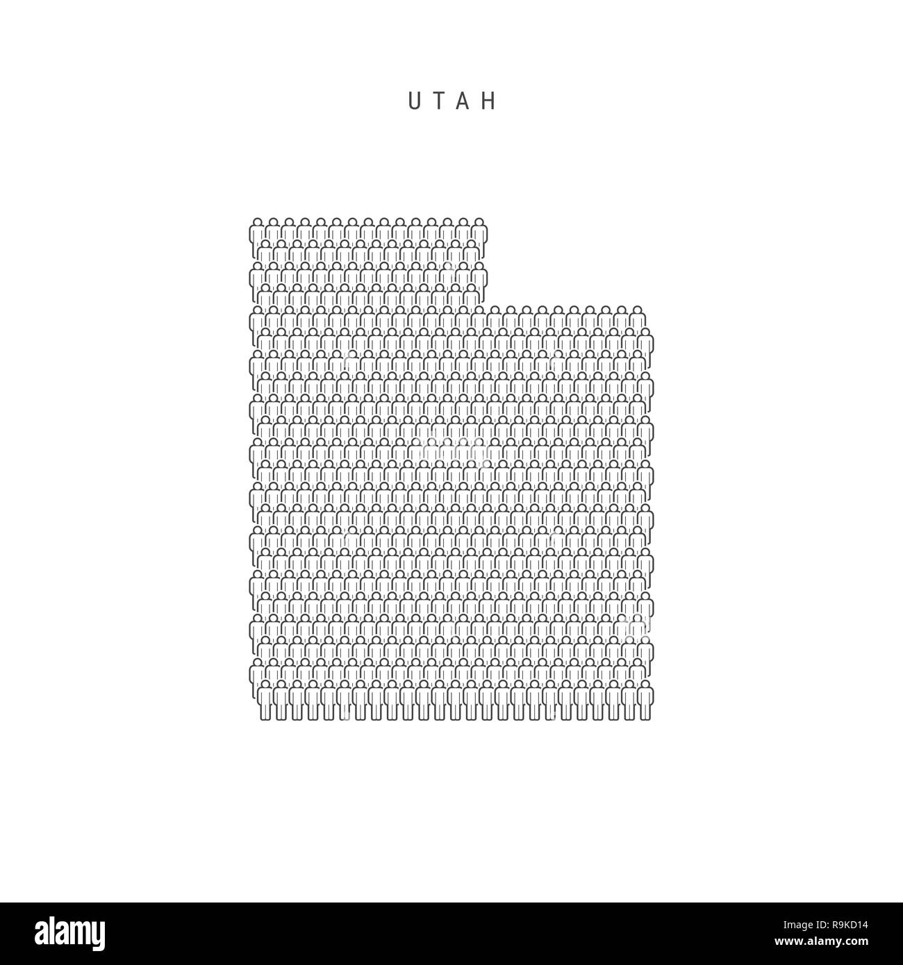 People Map of Utah, US State. Stylized Silhouette, People Crowd in the ...