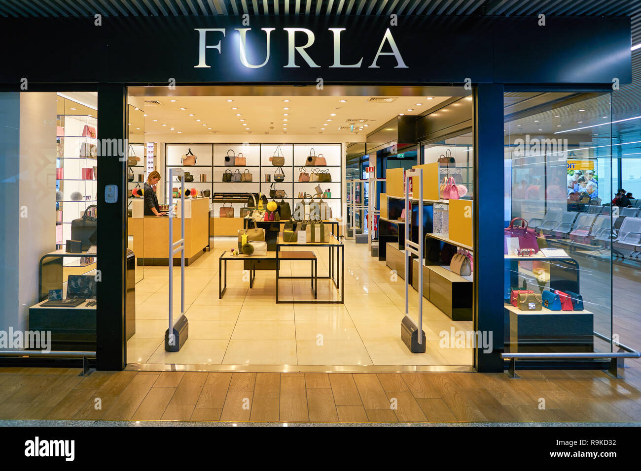 ROME, ITALY - CIRCA NOVEMBER, 2017: entrance to Furla store in Fiumicino International Airport. Stock Photo