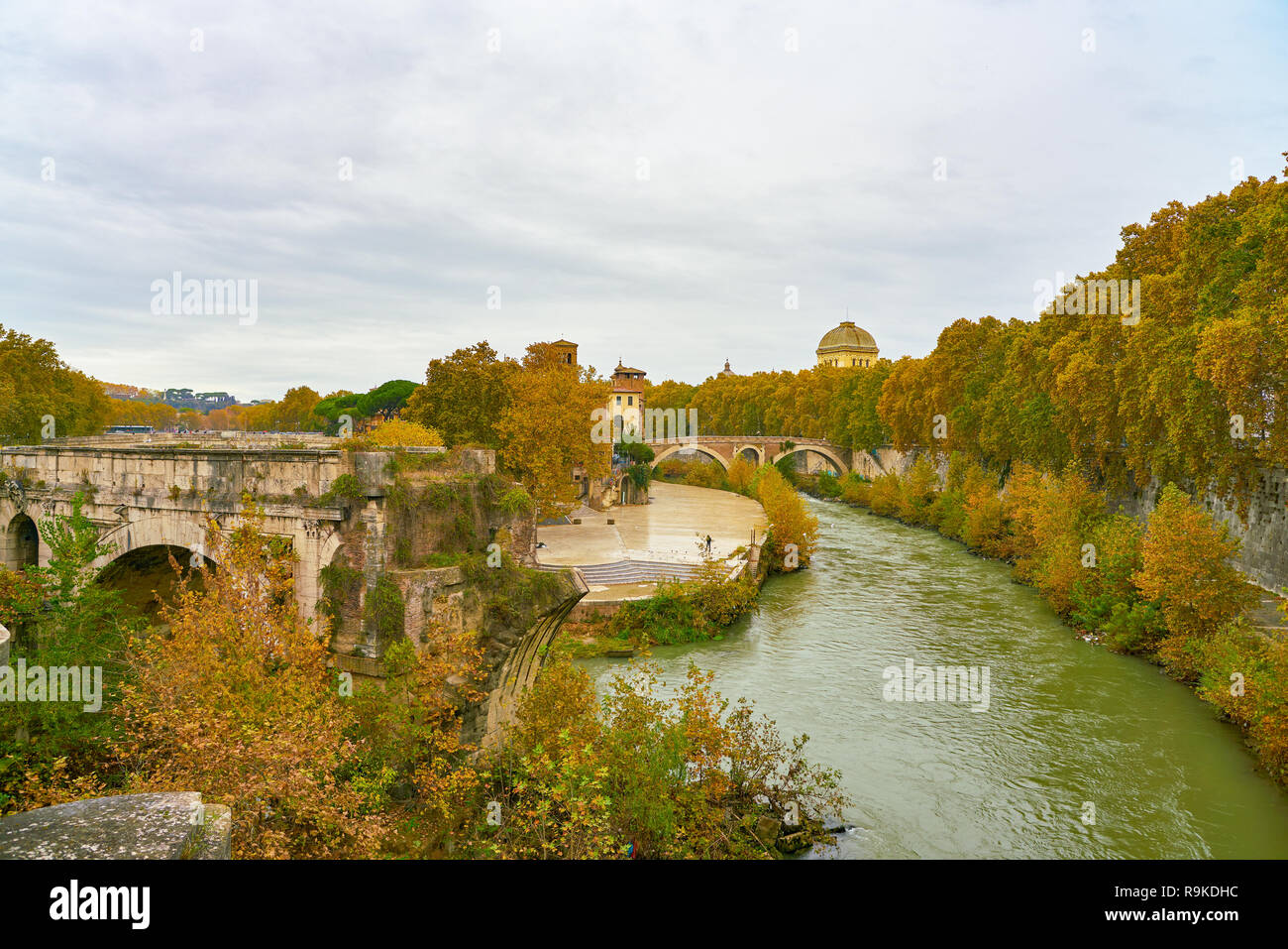 ROME, ITALY - CIRCA NOVEMBER, 2017: view of Tiber riverside and ...