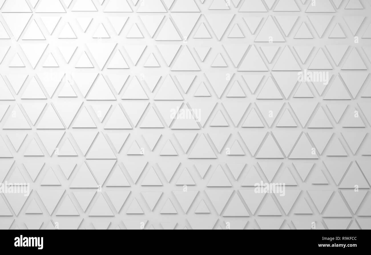 Abstract white digital background with triangles relief pattern on wall ...