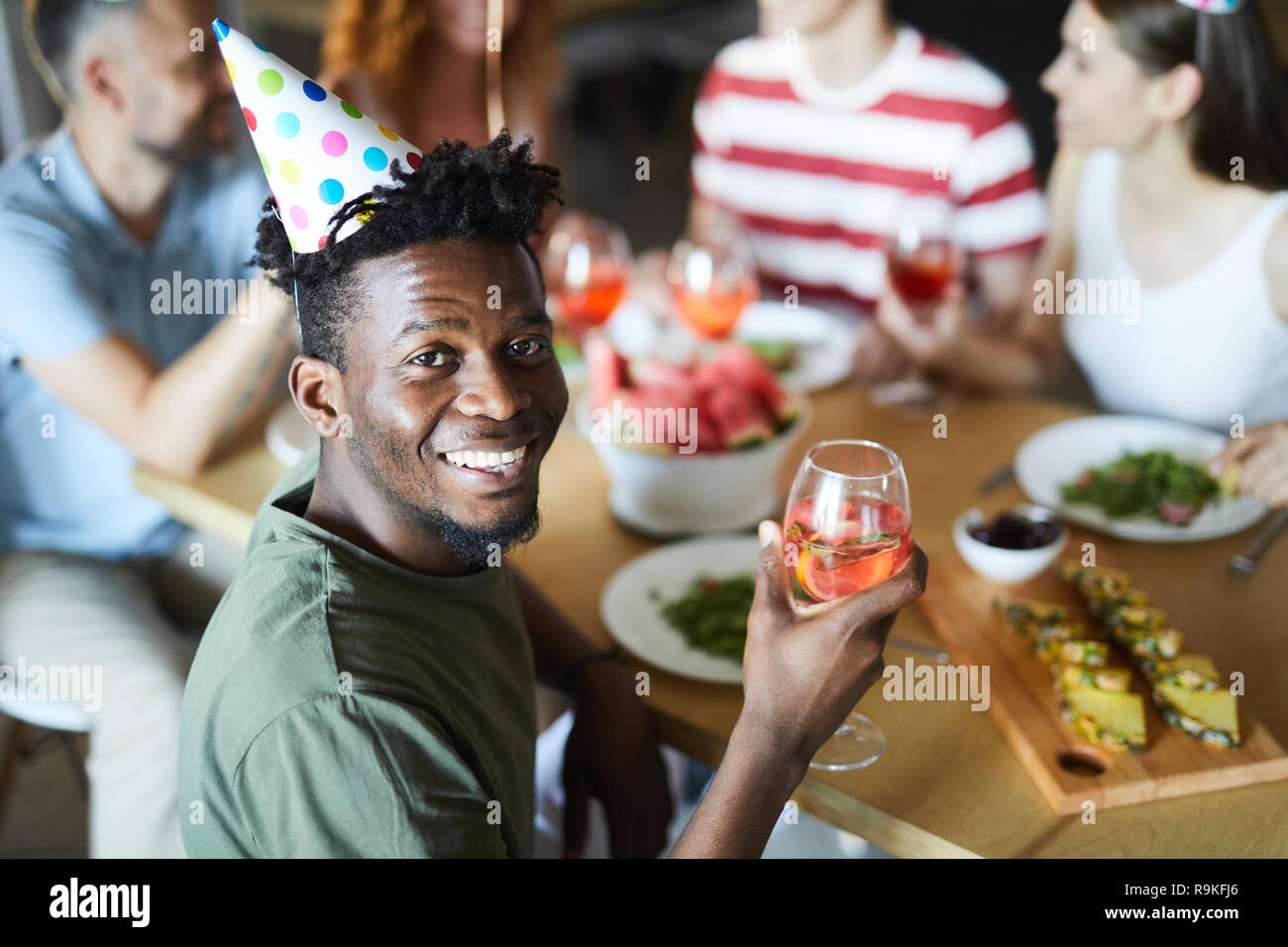 Guy with drink Stock Photo