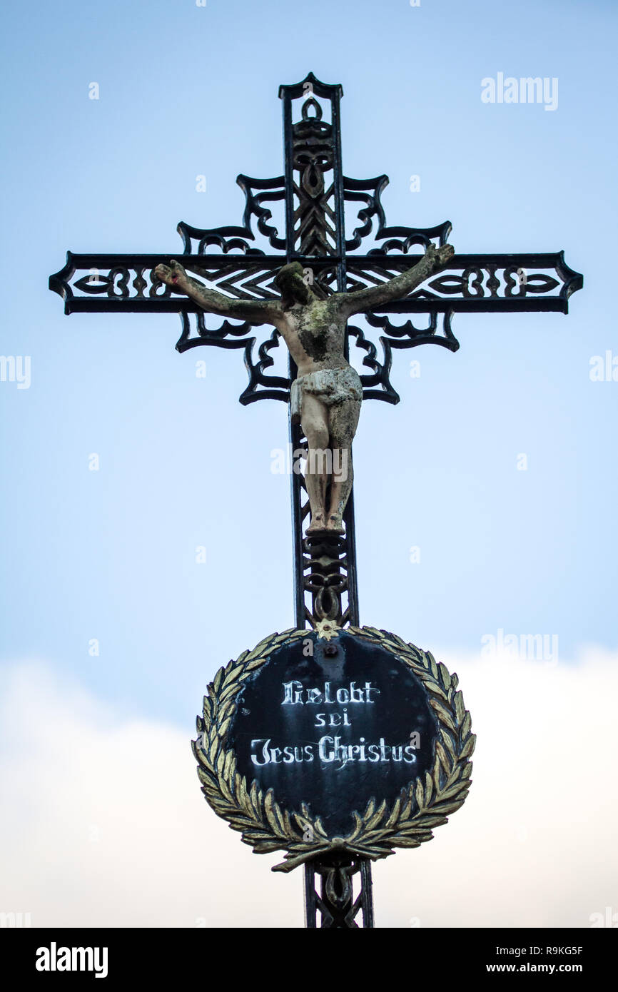Marterl (wayside cross) in Weitra, Waldviertel, Austria Stock Photo