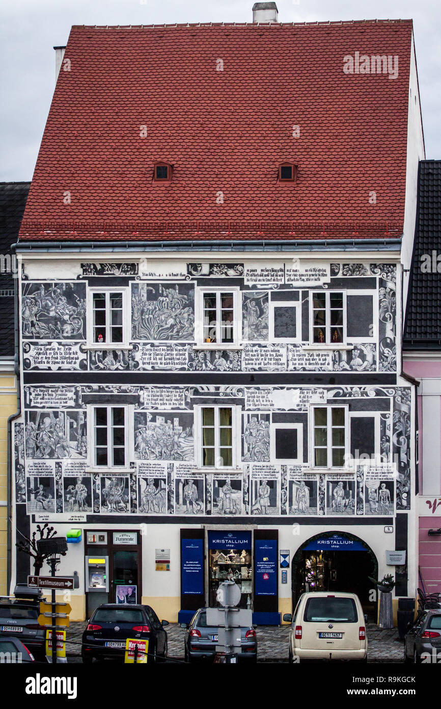 Sgraffito house in Weitra, Waldviertel, Lower Austria Stock Photo