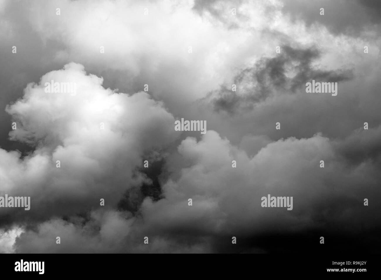 Cumulus congestus clouds with dramatic ominus clouds Stock Photo