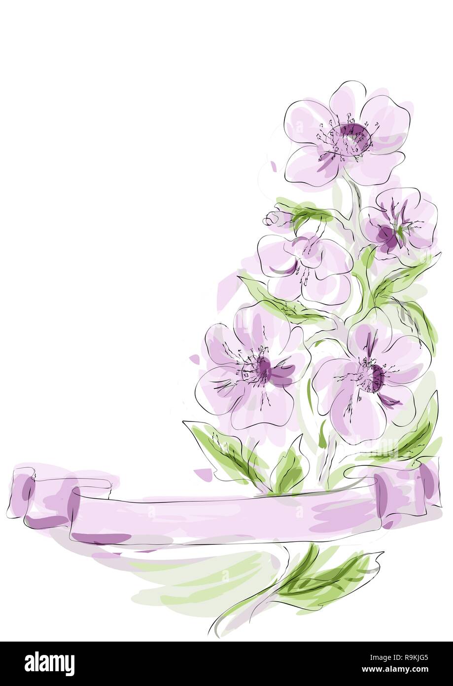 spring flower and ribbon isolated on white background Stock Vector ...