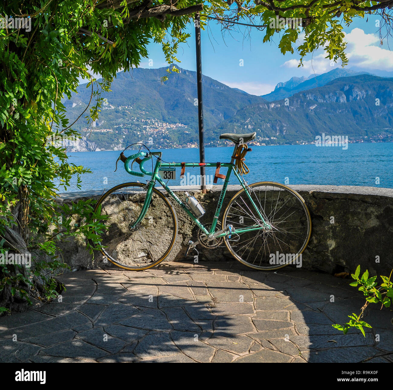 1971 Bianchi bicycle on Como lake Stock Photo