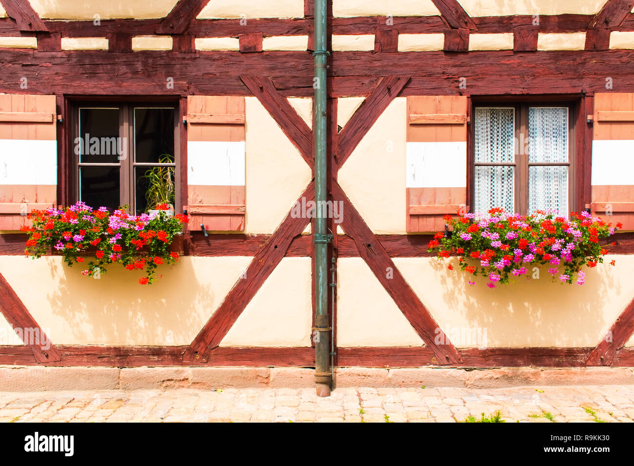 Beatuful wondows and doors architecture of Nuremberg buildings in Germany Stock Photo