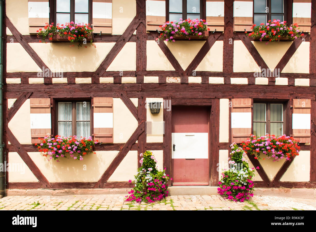 Beatuful wondows and doors architecture of Nuremberg buildings in Germany Stock Photo