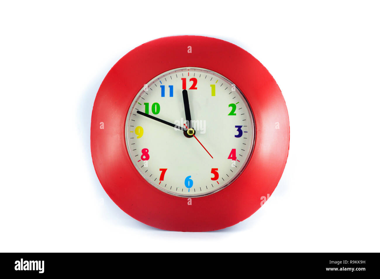 classic round wall clock isolated on white background / Red wall clock
