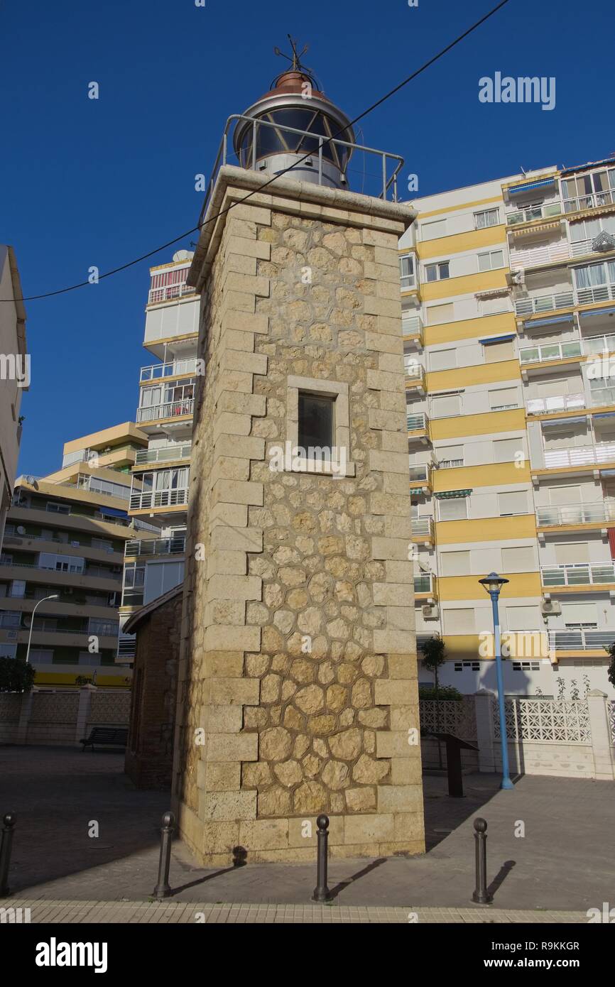 1930 Lighthouse. Torre del Mar, Málaga, Spain. Stock Photo
