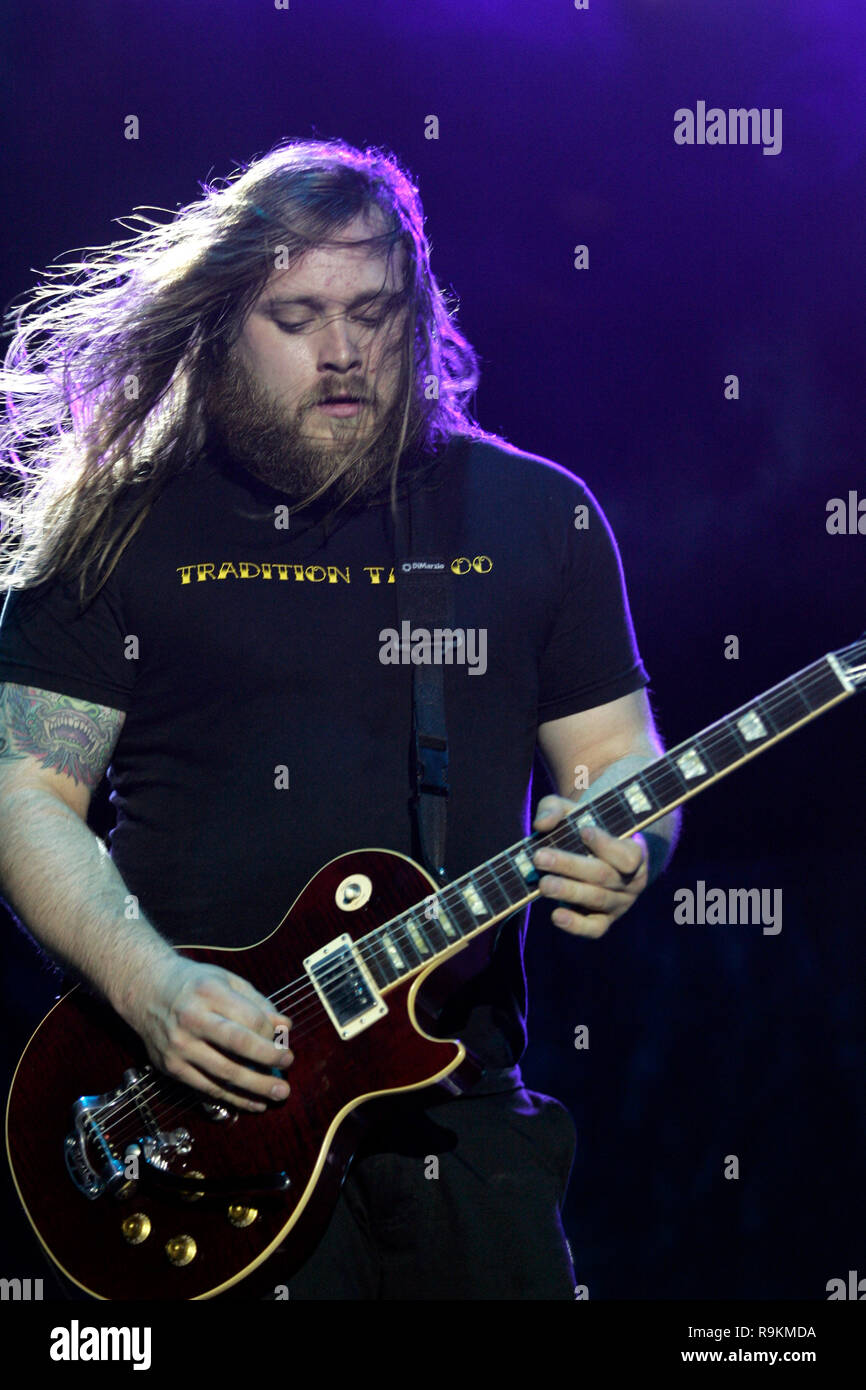 Travis Stever with Coheed & Cambria perform in concert at the Global Gathering 2006 Festival at the Bicentennial Park in Miami, Florida on March 18, 2006. Stock Photo