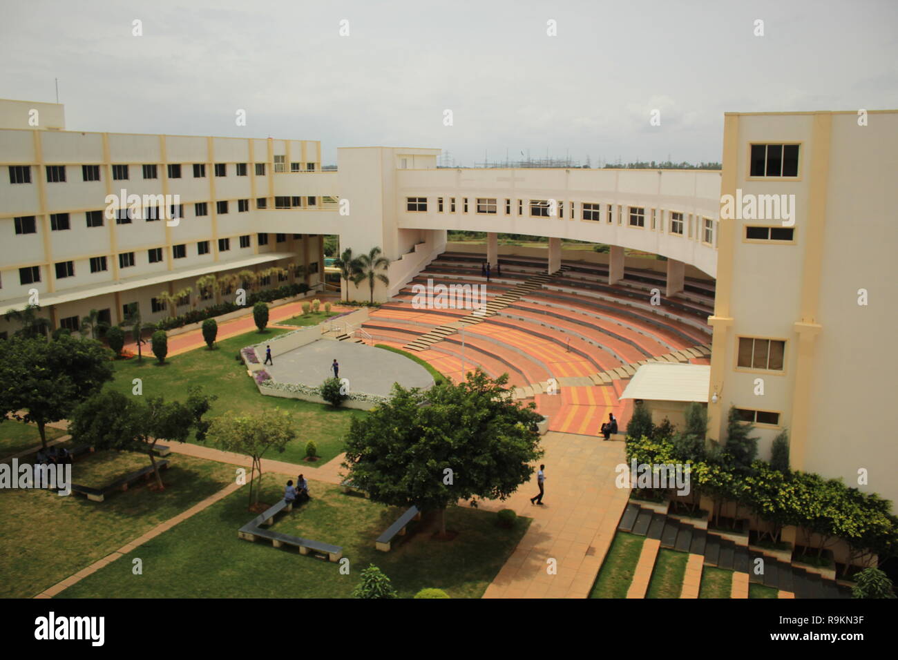 A view from the top floors of the amphitheatre stage garden and