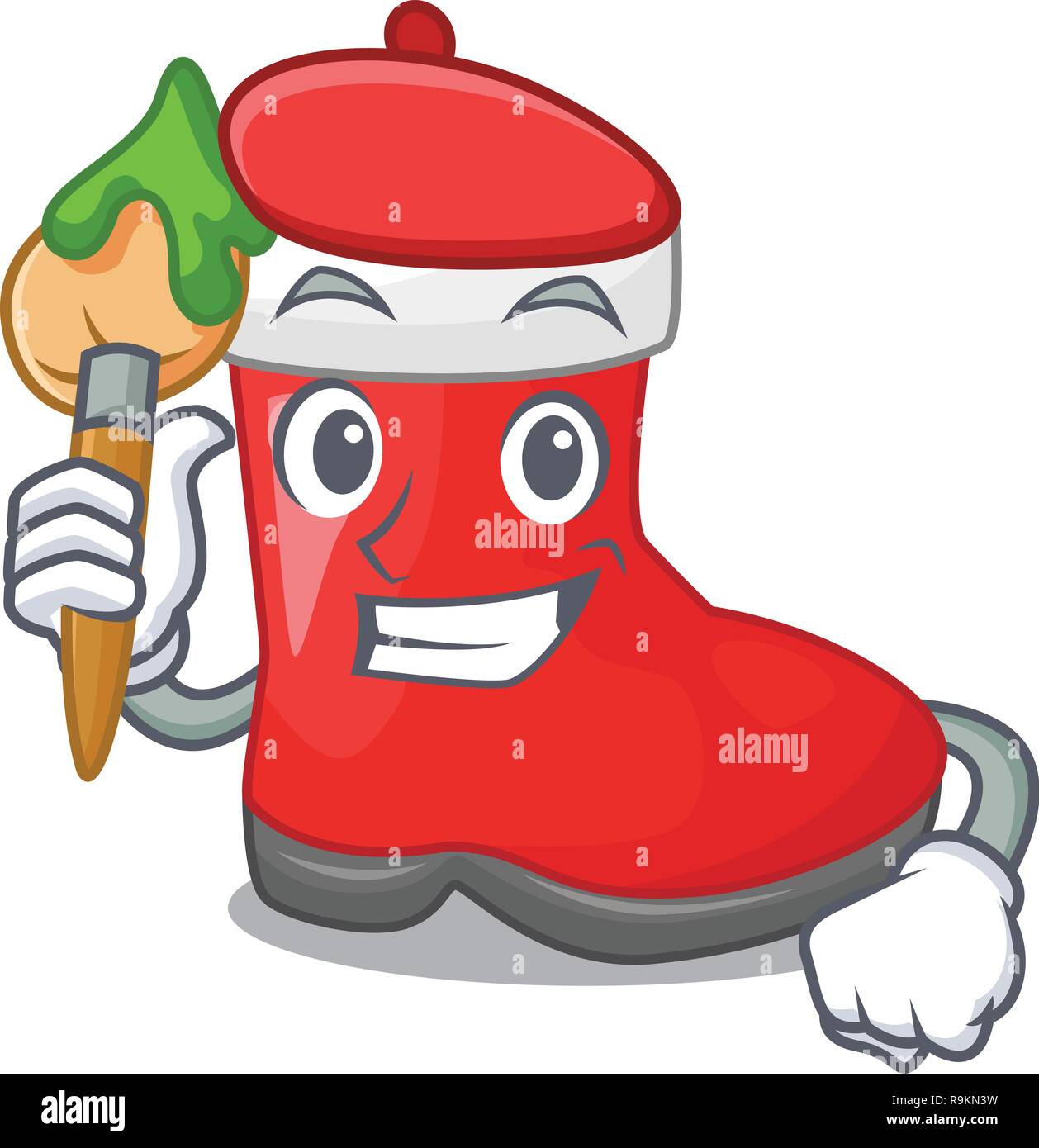 Artist christmas santa boots with shape cartoon Stock Vector Image