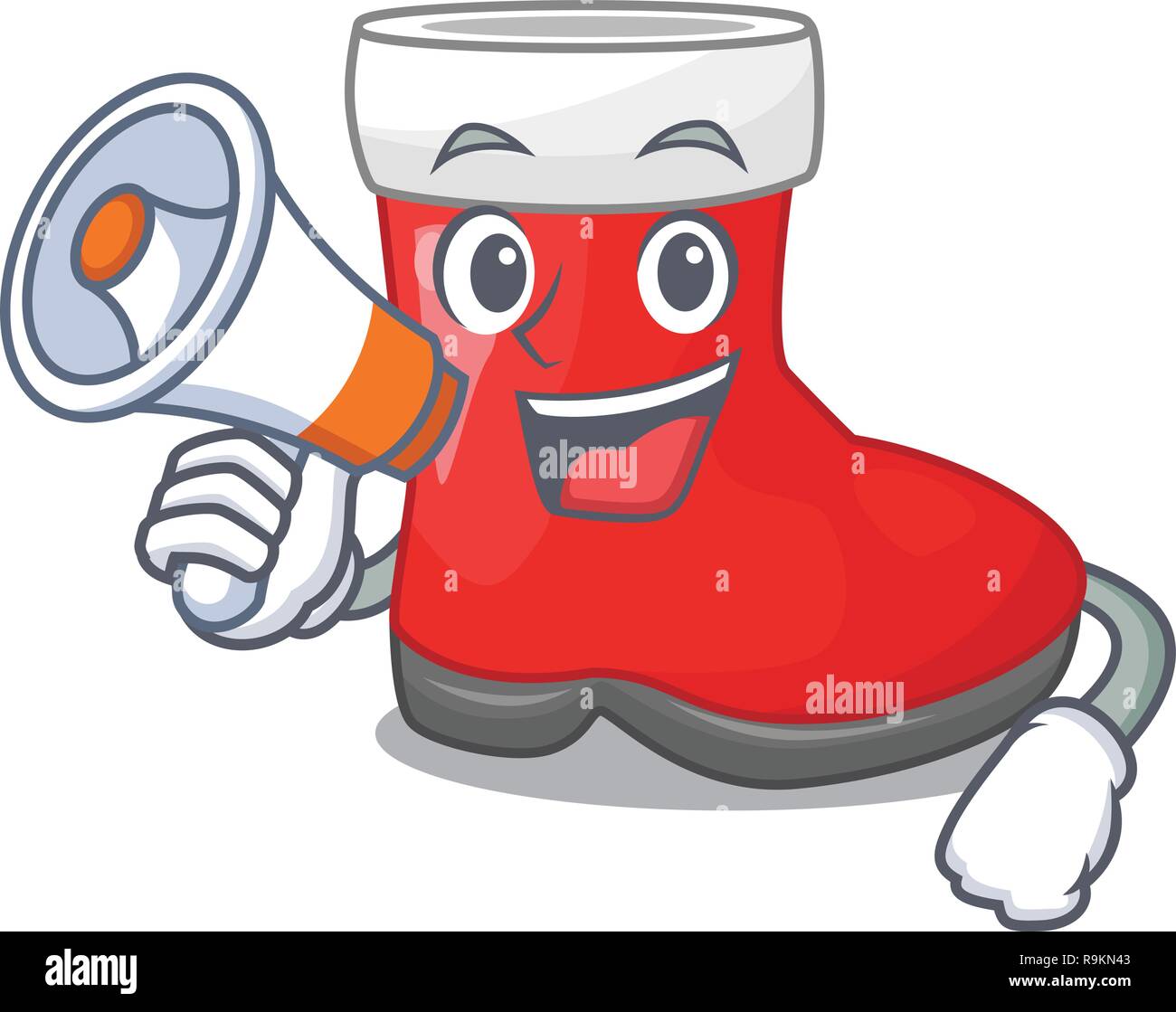 With megaphone christmas santa boots with shape cartoon Stock Vector