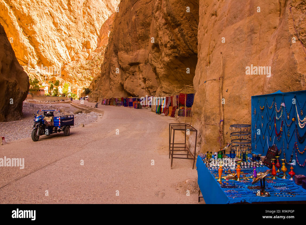 Street shop with traditional hand made carpets and souvenirs Tinghir