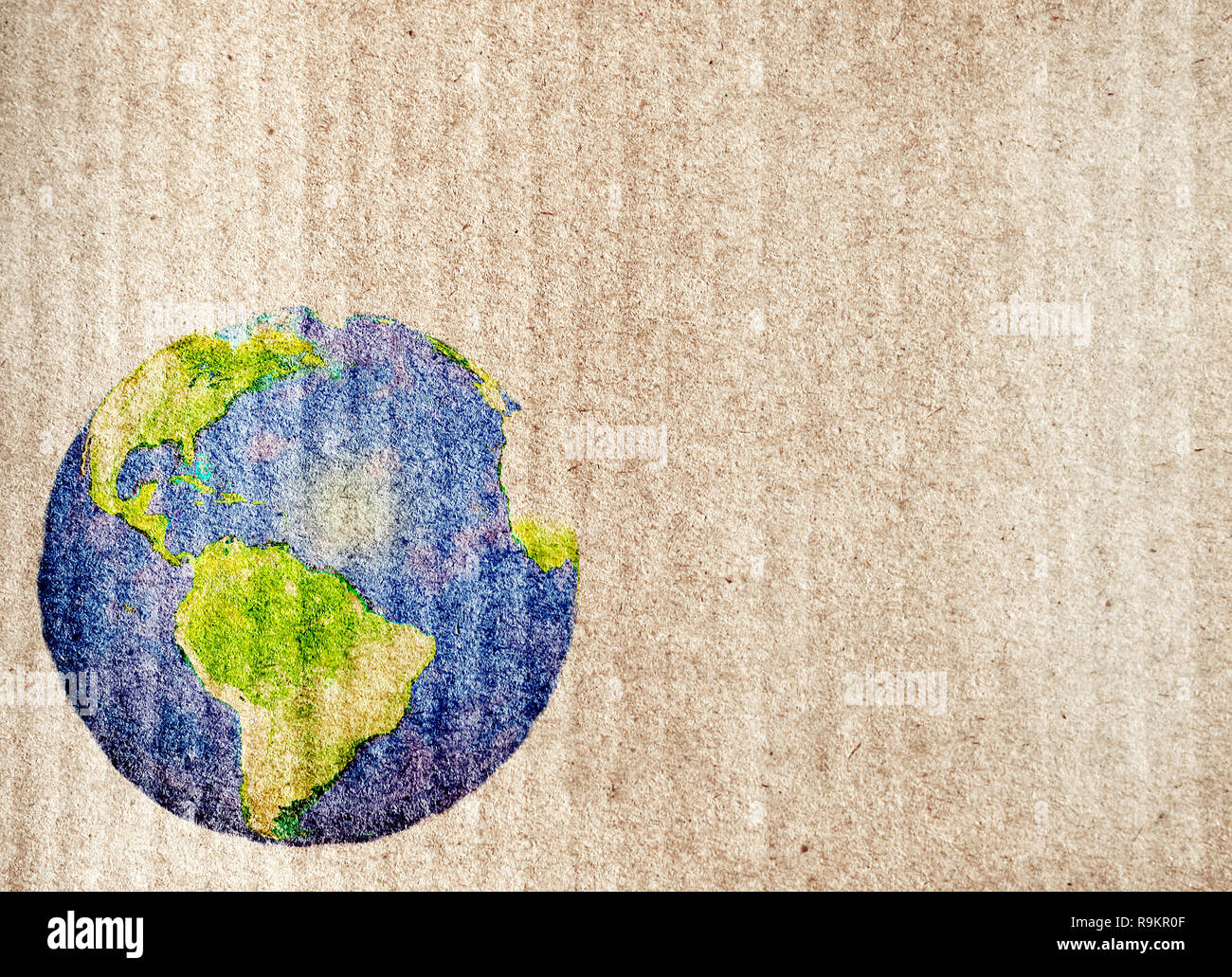 Grunge background with abstract world map printed on paper texture ...