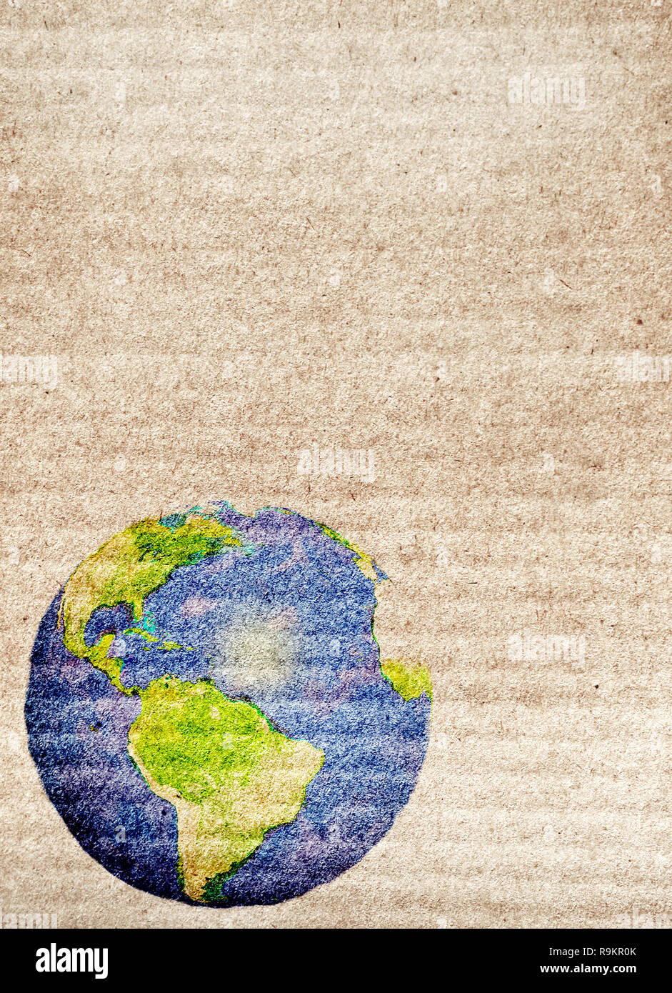 Grunge background with abstract world map printed on paper texture ...