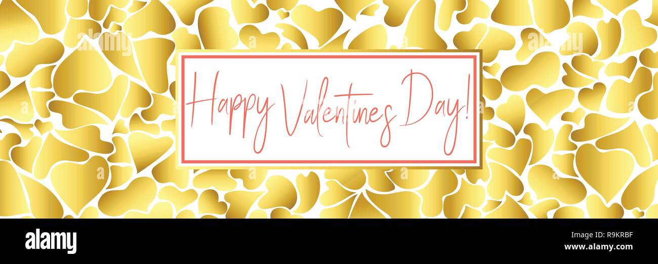 Valentines Day Gold Greeting card for web header, gold Stock Vector ...